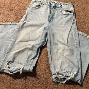 Zara Light Blue Distressed Boyfriend Jeans